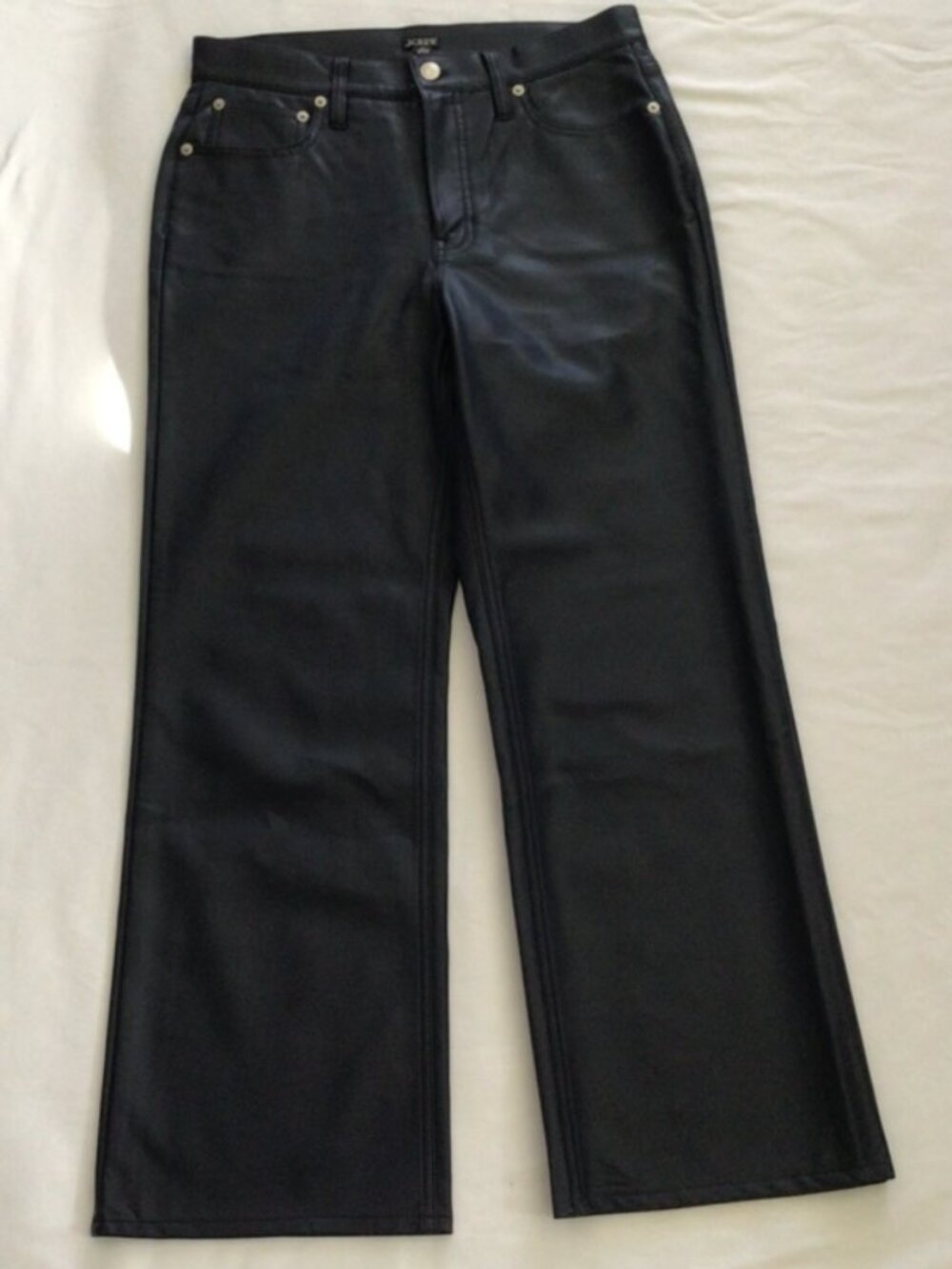 J Crew Vegan Leather Slim Wide Leg Jeans in Navy Sz 27
